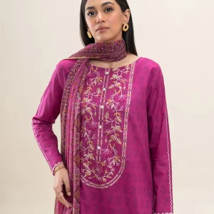 2 Pcs Women's Stitched Linen Block Printed Suit