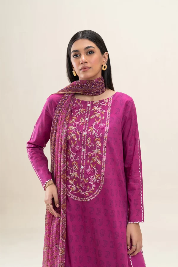 2 Pcs Women's Stitched Linen Block Printed Suit