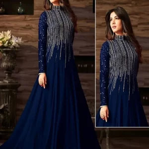 3 Pcs Women's Unstitched Sequins Embroidered Suit